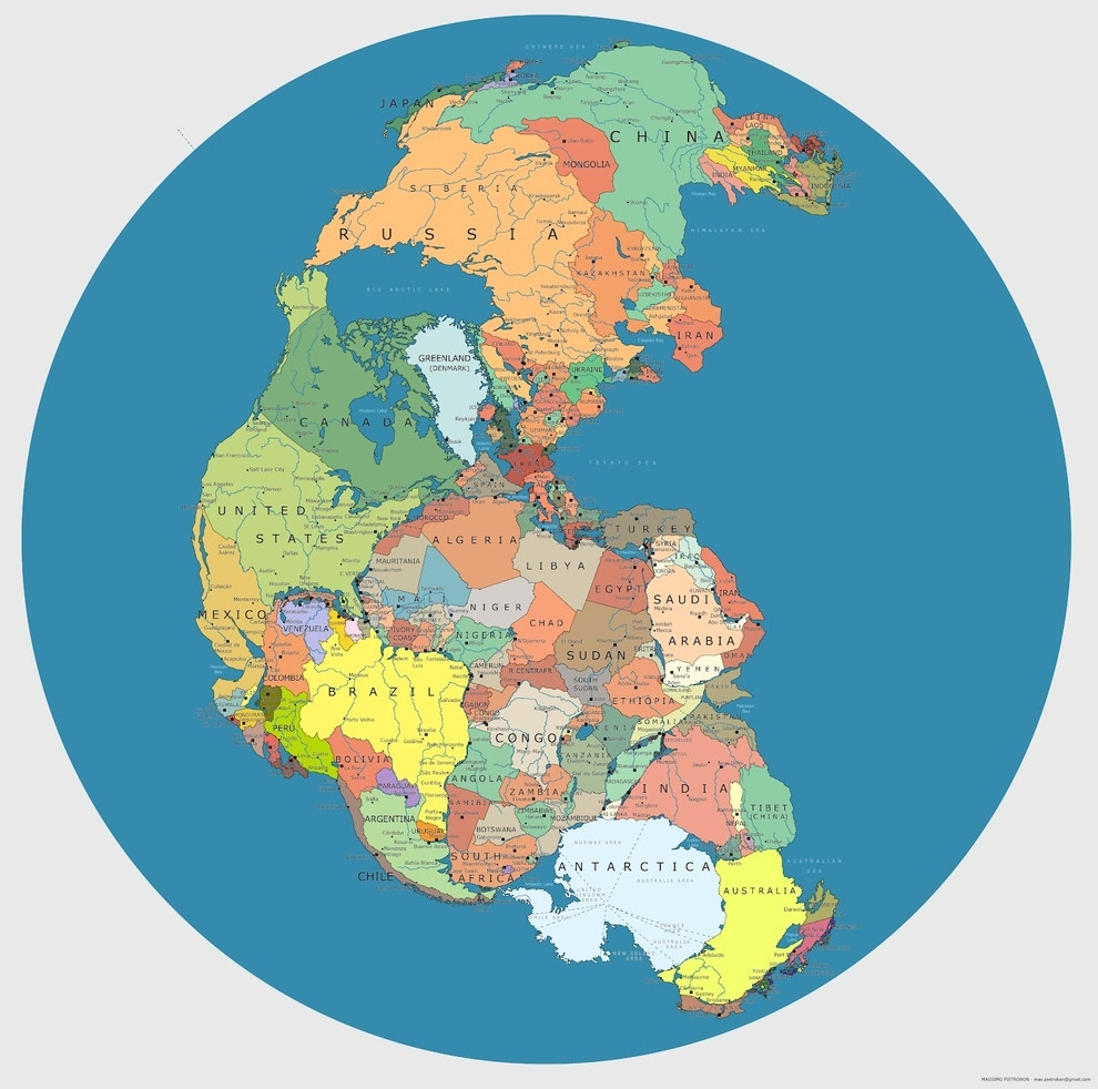 Maps-pangea with modern borders