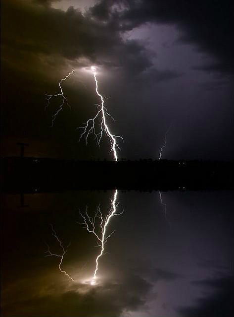 lightning reflected in water 2