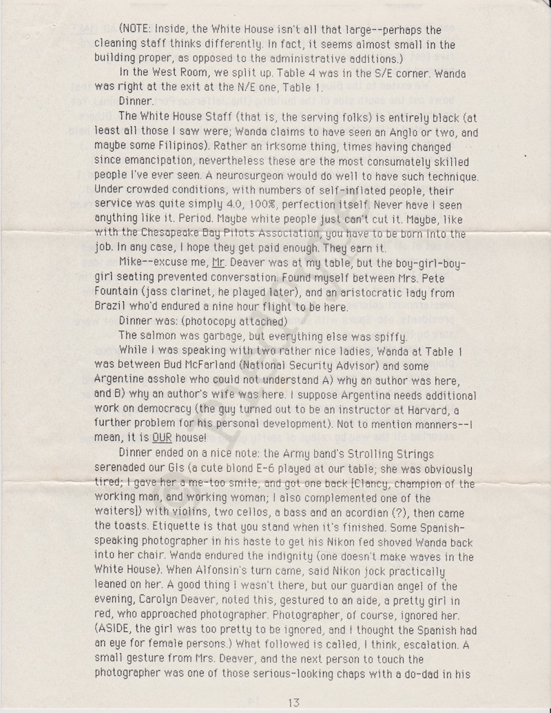 Tom Clancy letter, 8 March 1985, p 13